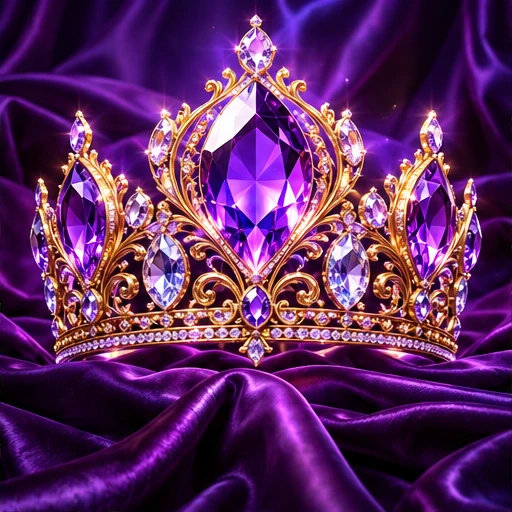 Golden crown set with glowing amethyst jewels